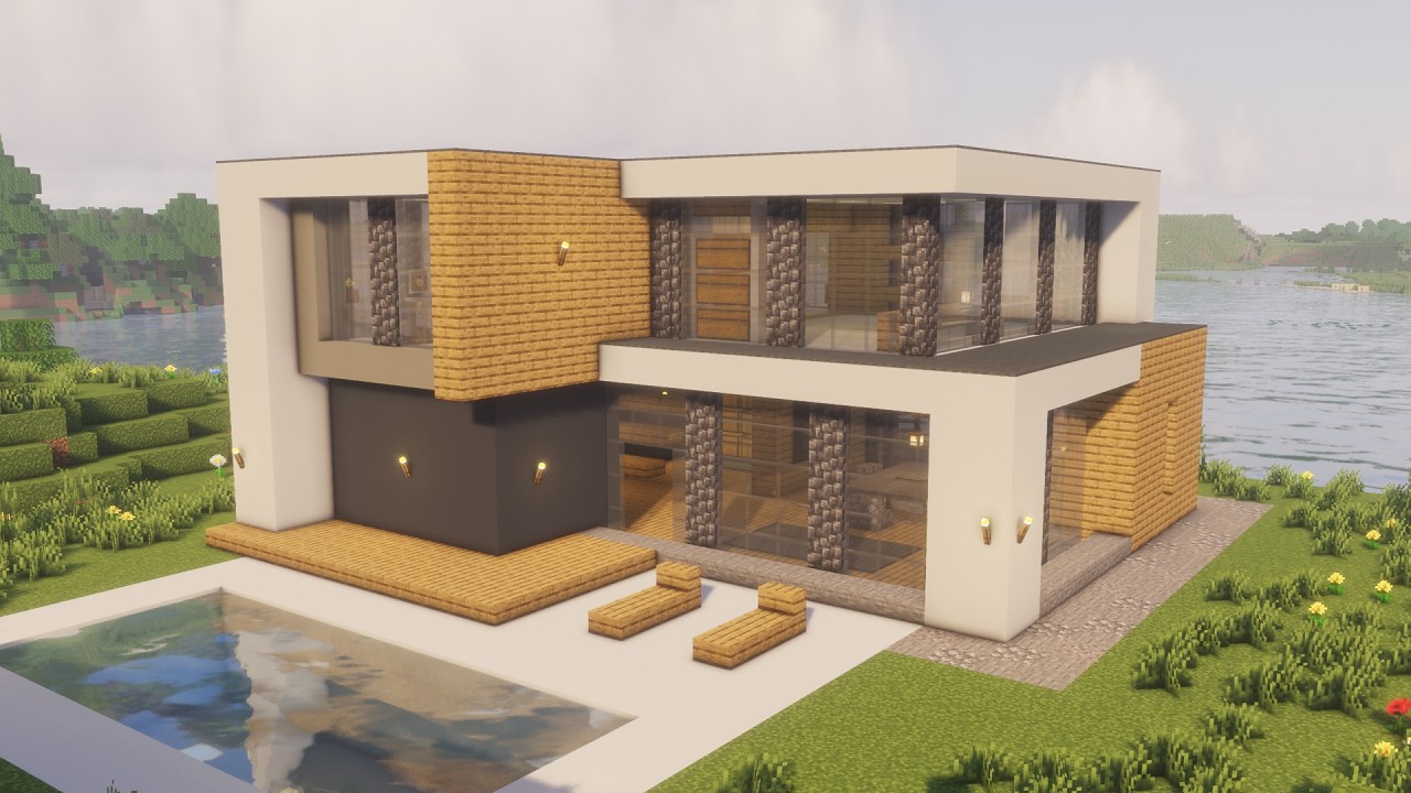 I Built a HUGE Modern House in Hardcore Minecraft