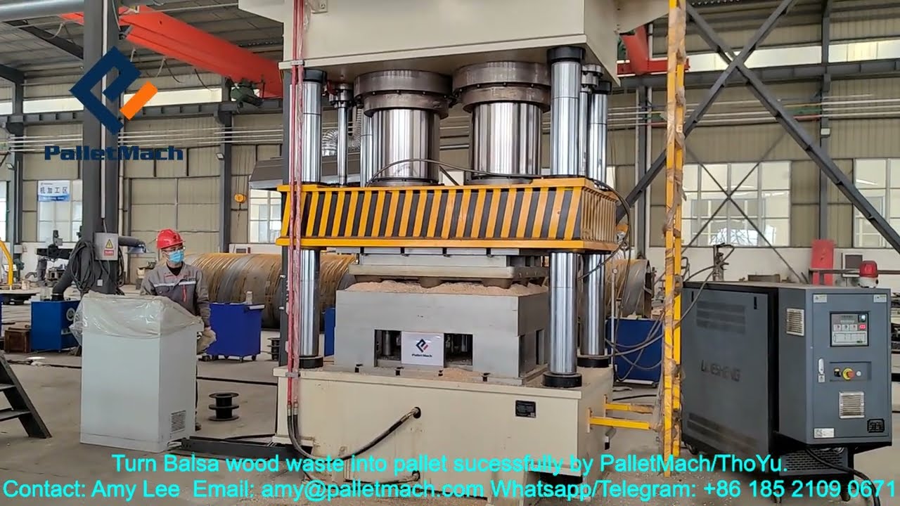 Balsa Wood Waste Recycling/ Presswood Pallet Machine/ How to recycle waste wood to make pallets?