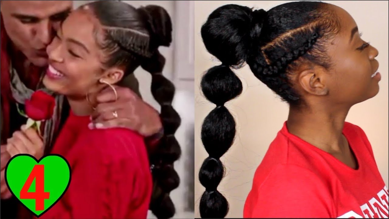 Yara Shahidi Grown-ish Braided Bubble Ponytail Tutorial | Natural Hairstyles