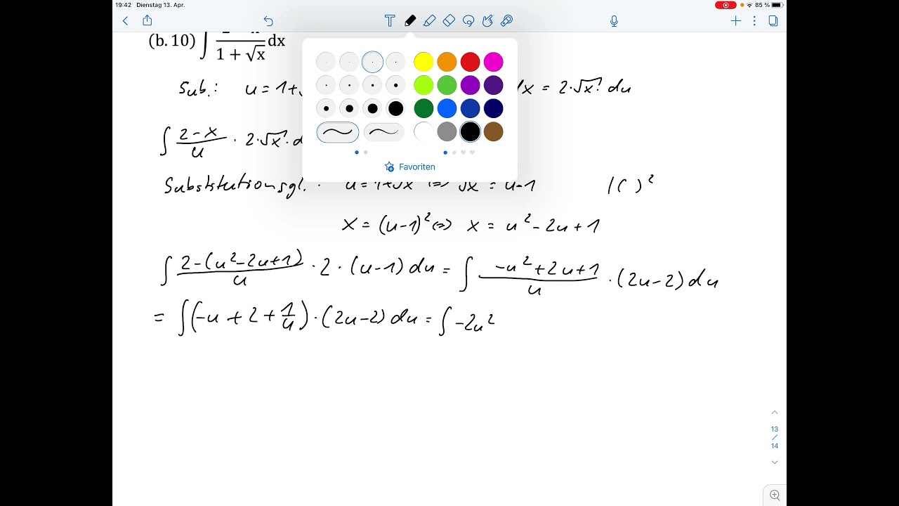 Übungsblatt2 Aufgabe b10 –Integration per Substitution