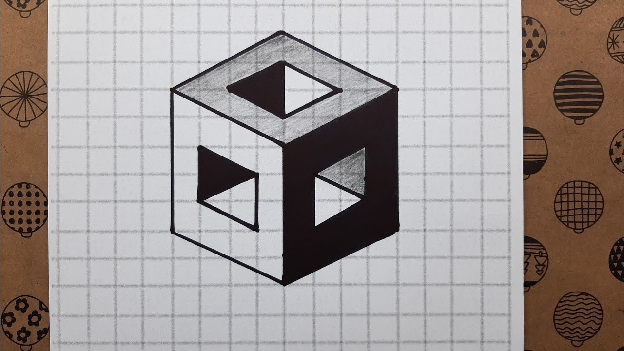 Kareli Deftere Kolay 3d Çizimler, Karakalem Çizimleri 3d Resimleri - Square Notebook 3d Drawings