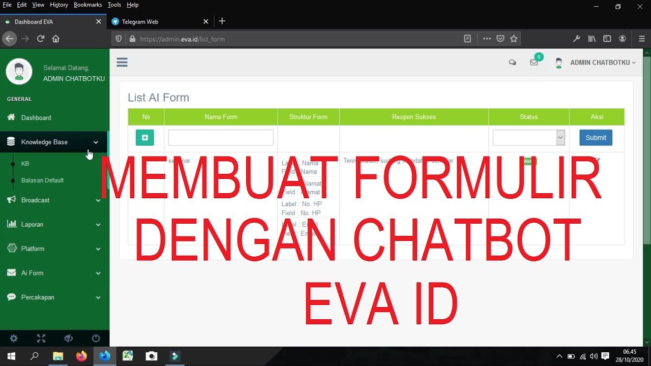 Membuat Formulir Menggunakan Chatbot EVA ID | Chatbotku