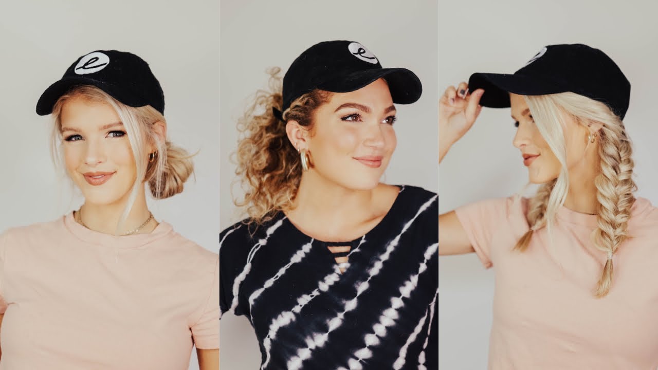 3 Easy Hat Hairstyles | Ball Cap Hair Tutorial