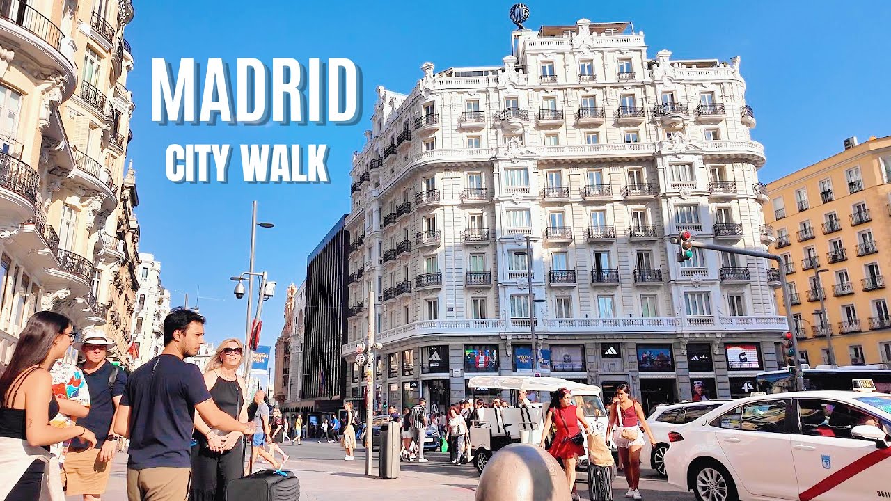 [4K] 🇪🇸  Sunny day in Madrid walk | Gran Vía → Puerta del Sol → Wish Street → Royal Palace ❤️‍🔥🚶🏻‍➡️