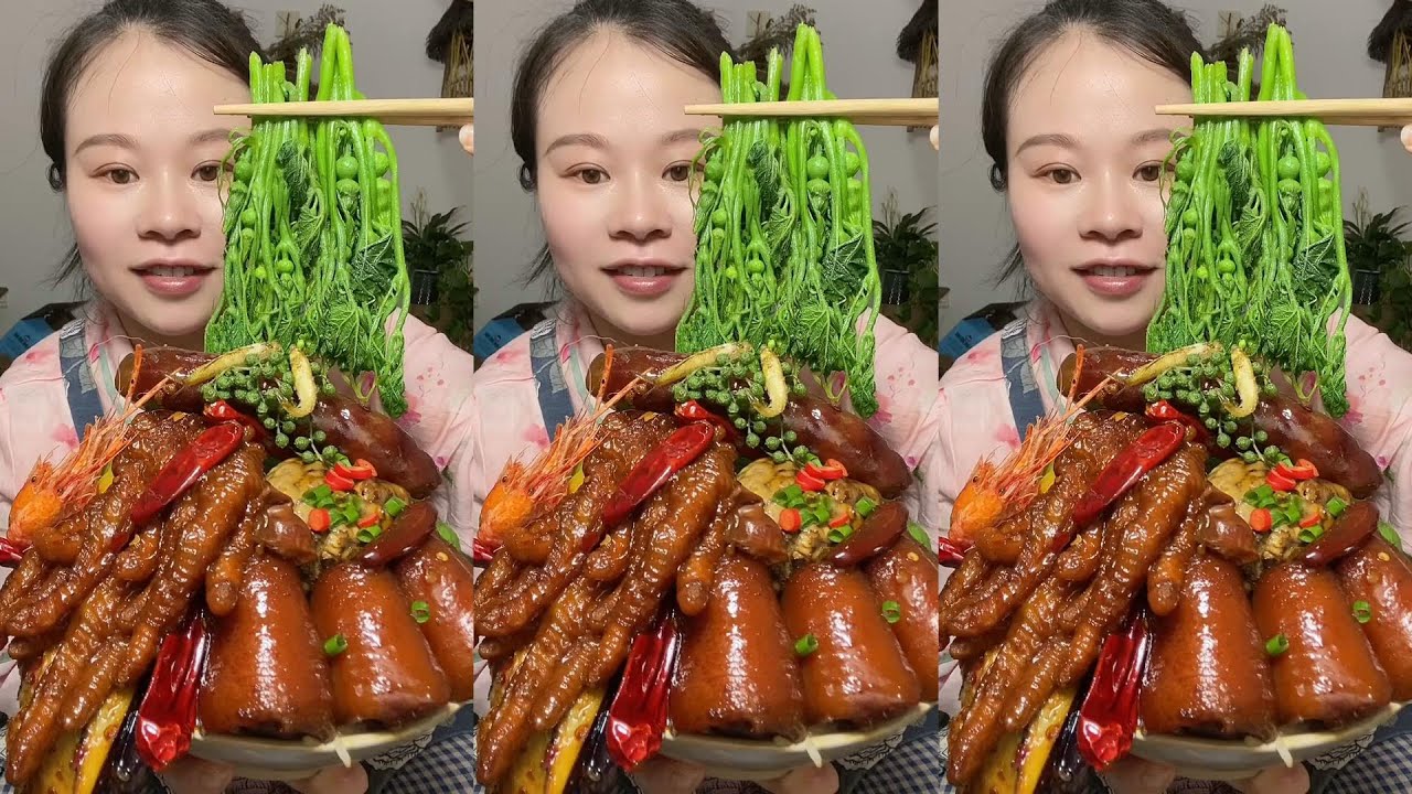 🔥 Homemade Mukbang | Braised Pork, Water Spinach, Eggs & Super Spicy Chili 🌶️ | Super delicious