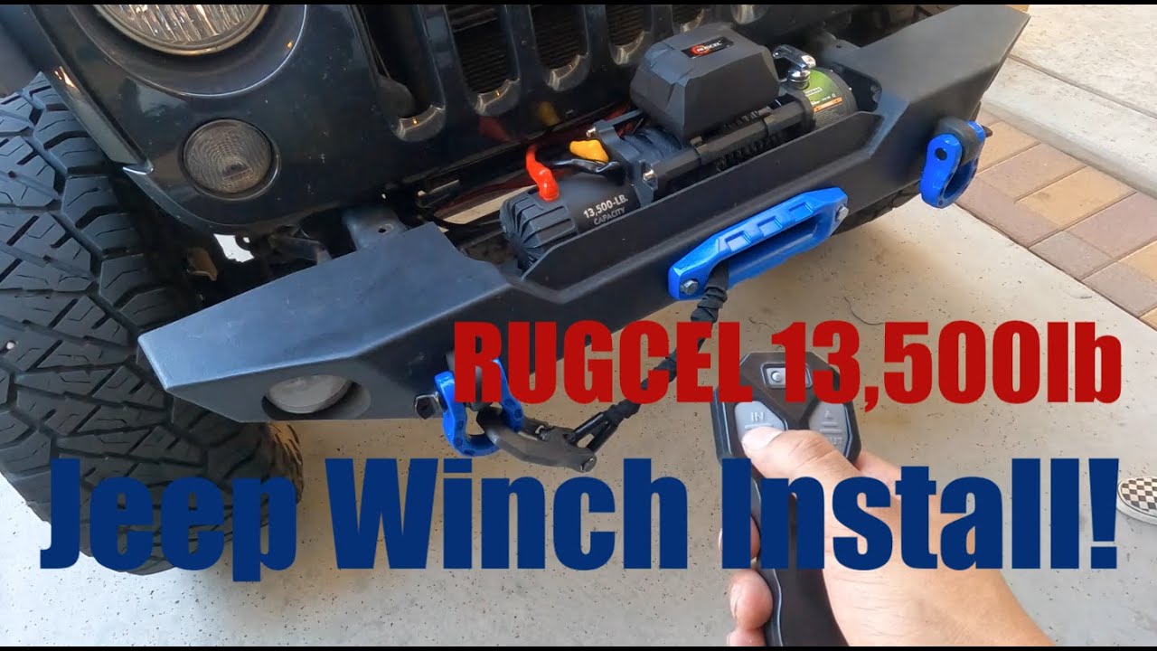 Winch Install On Jeep Wrangler JK Rugcel 13,500lb Install and Test
