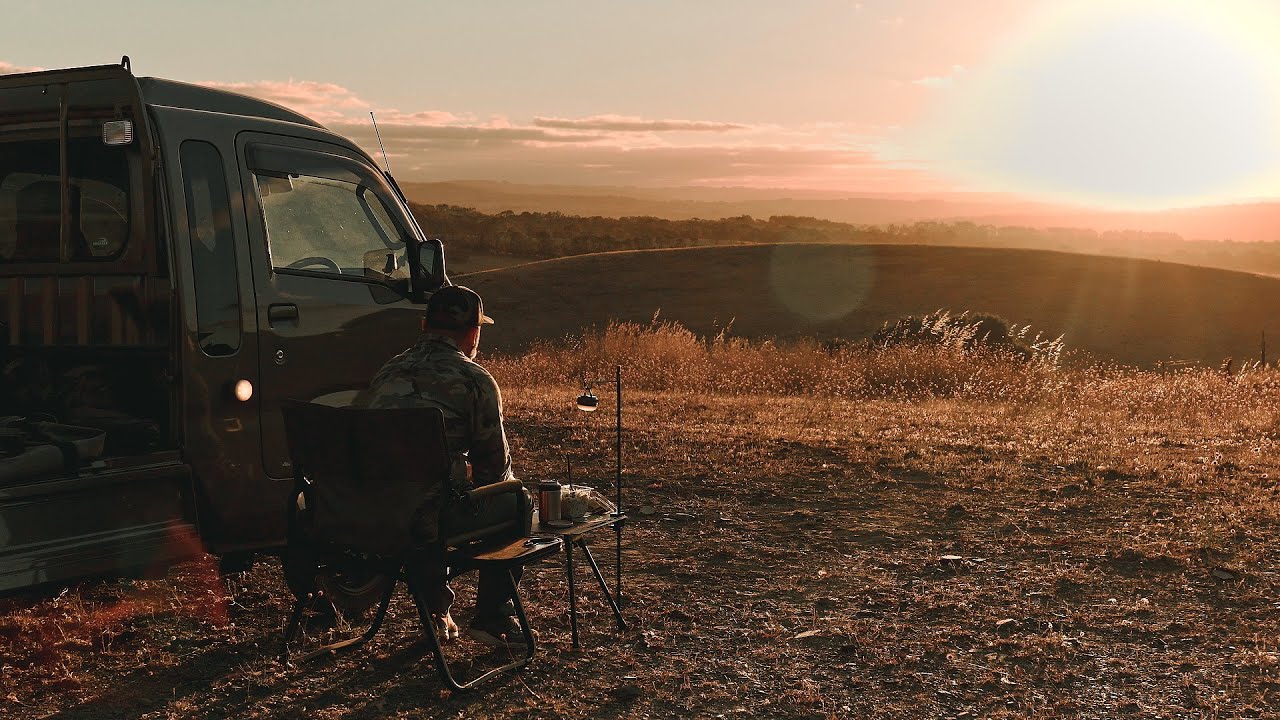 PEACEFUL Solo Camping in my KEI TRUCK with an AIR FRYER & Bluetti Power | ASMR, Sunset & Great Food