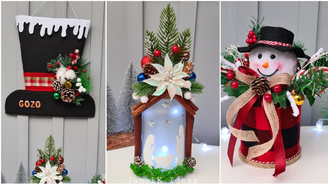 Decora para Navidad con Manualidades - 3 Ideias para Decoração de Natal - Adornos Navideños 2021⛄