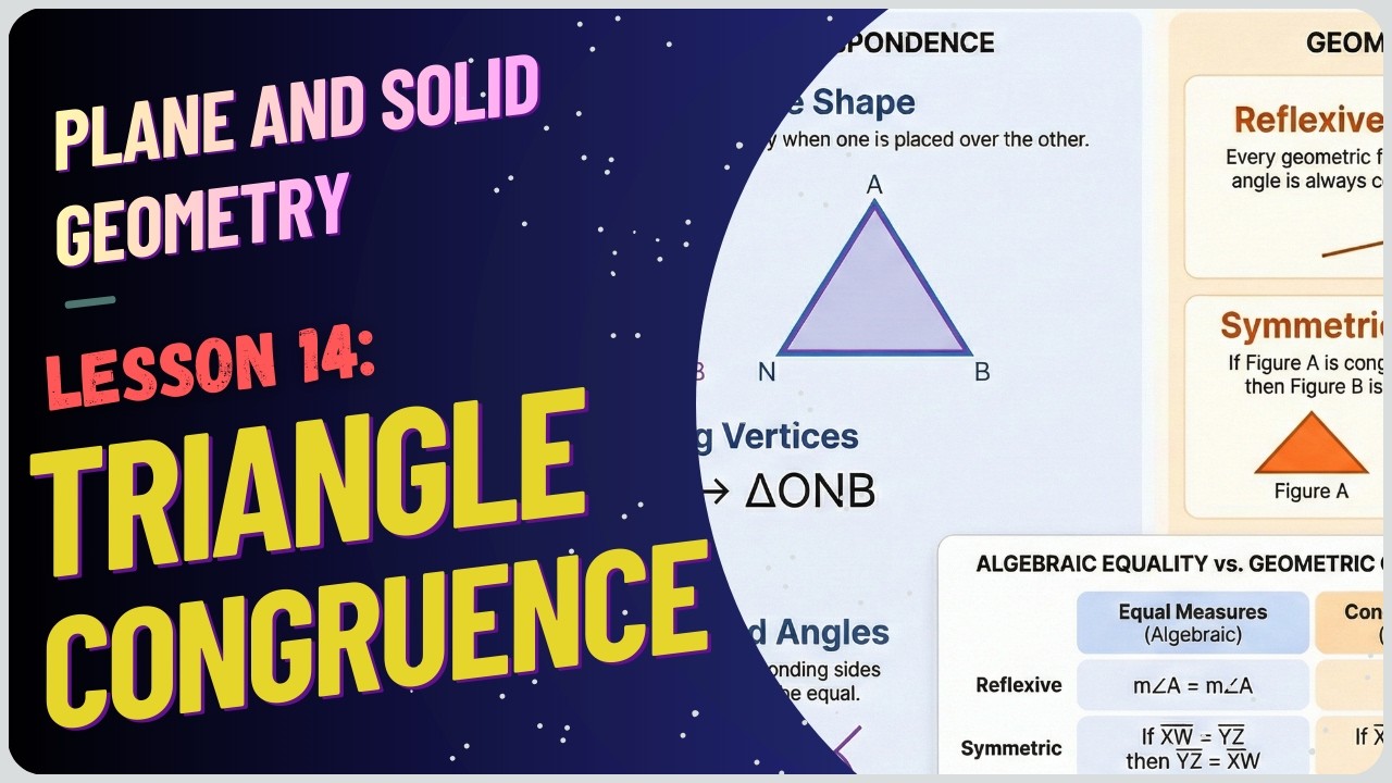 Lesson 14 | Triangle Congruence Explained | Properties & Rules in Plane & Solid Geometry
