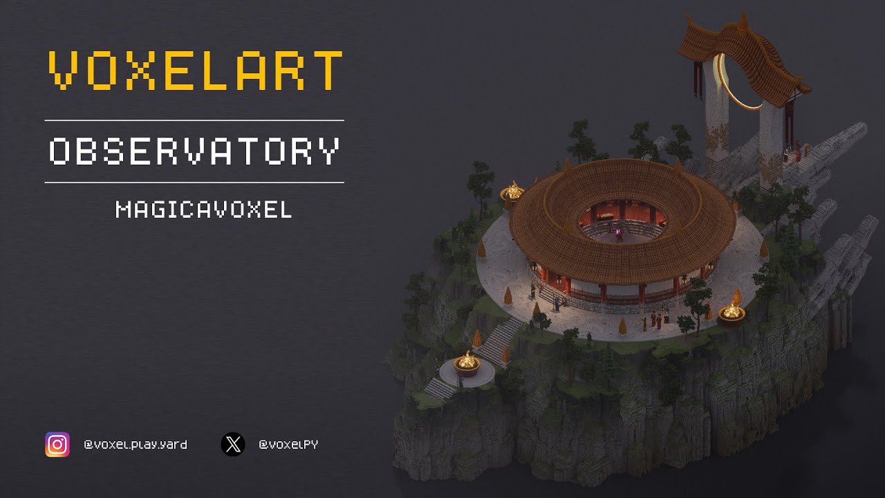 Voxel Art - Observatory - Magicavoxel Timelapse