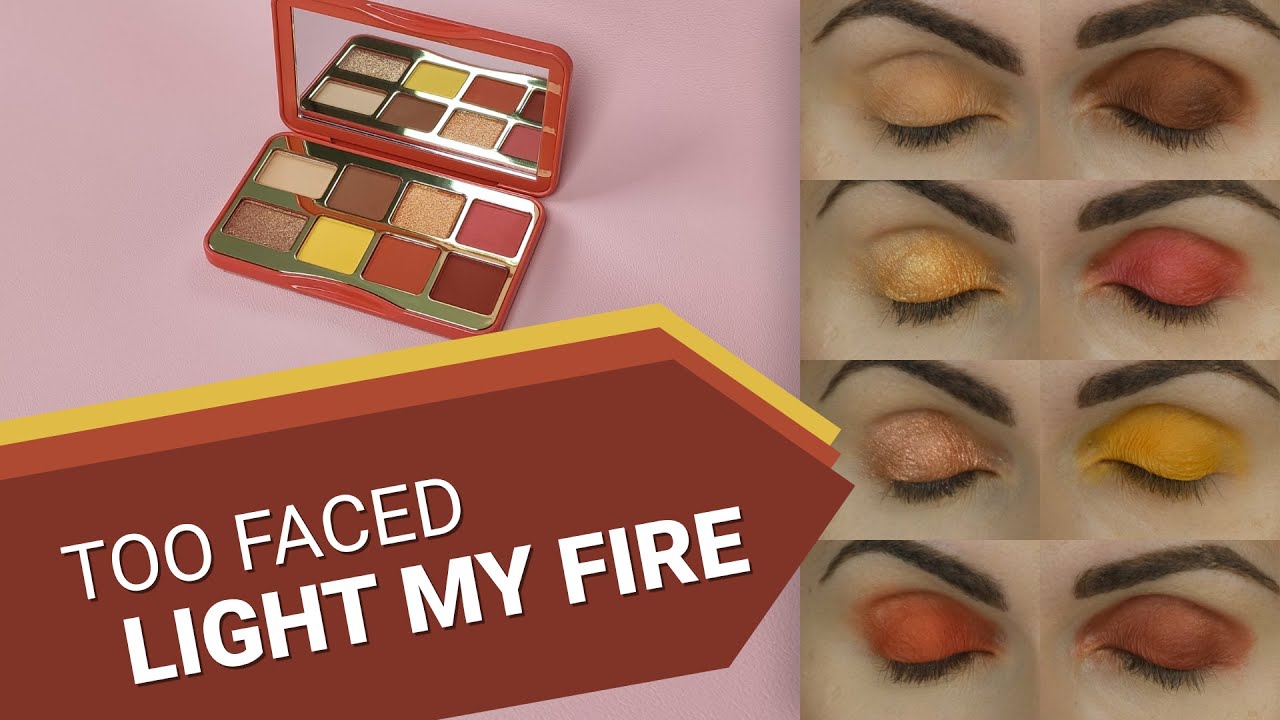 TOO FACED Light My Fire eye shadow palette - all swatches on eyelids 😊
