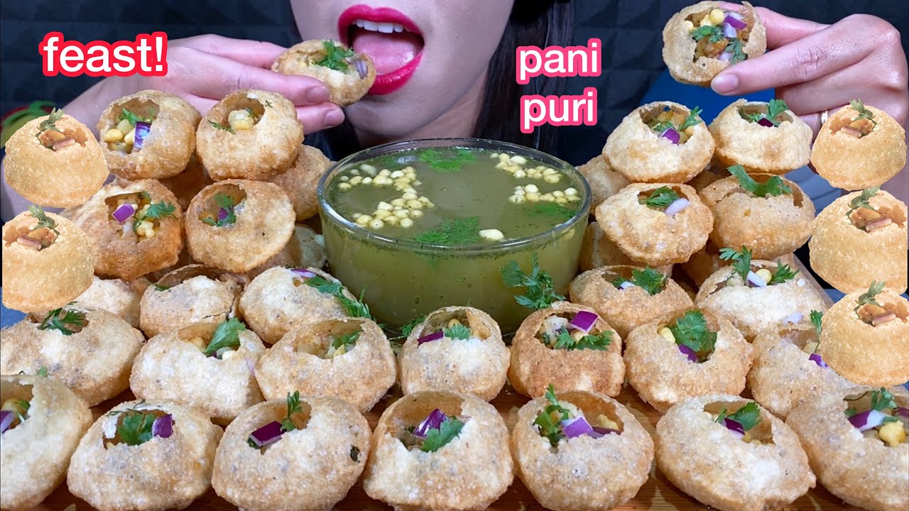 ASMR MASSIVE PANI PURI FEAST + GREEN CHUTNEY 먹방 MUKBANG Eating sounds