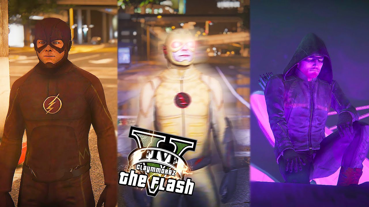 GTA 5 PC - The Flash & Arrow VS Reverse Flash ! And Dodging Bullets ! (Ultimate Flash Mod)