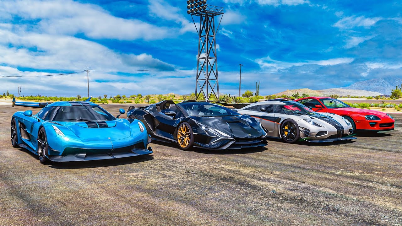 Koenigsegg Jesko vs Koenigsegg One:1 vs Lamborghini Sian (1500 hp) vs Toyota Supra (1600 hp) | FH5