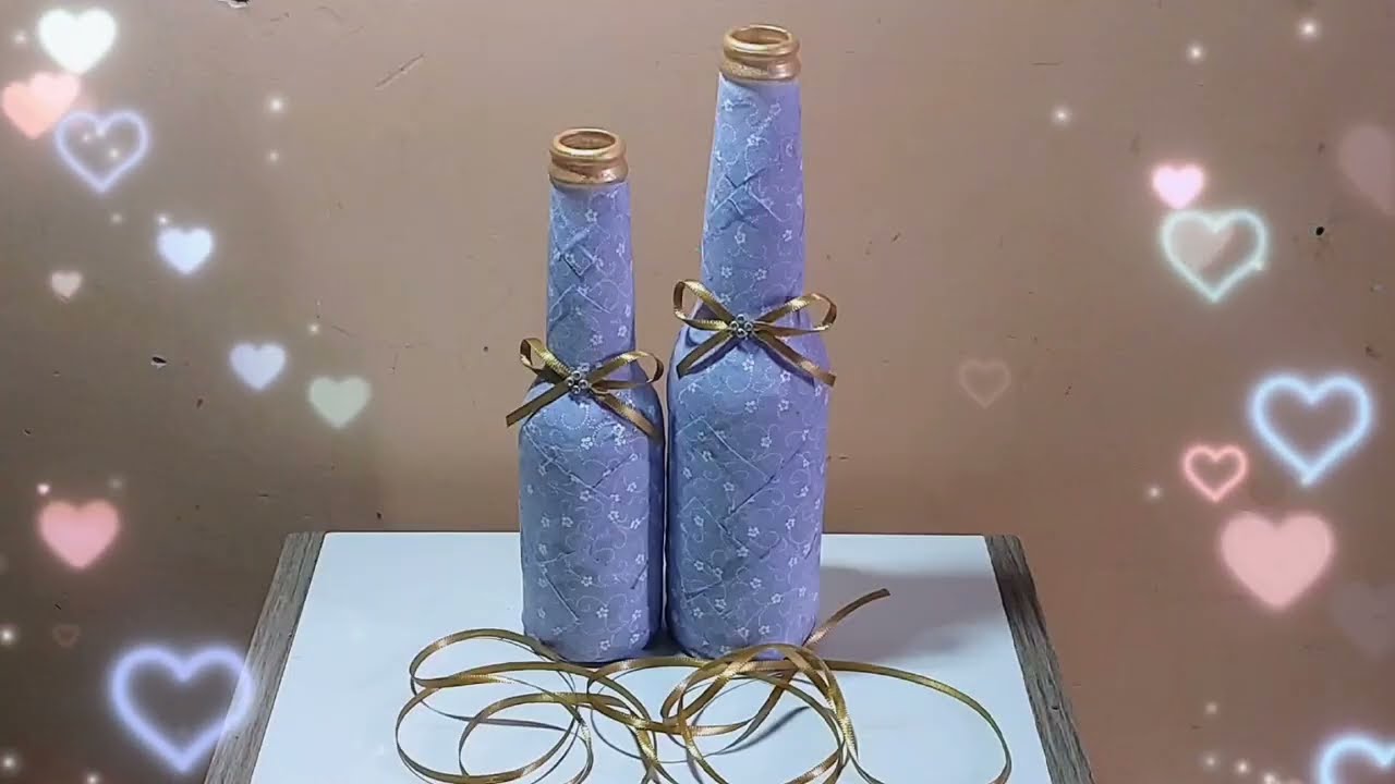 COMO decorar garrafa com tecido #garrafadecorada #tecido