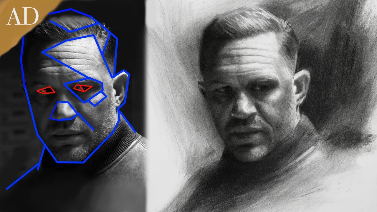 Draw PERFECT proportions charcoal portraits - NO grid