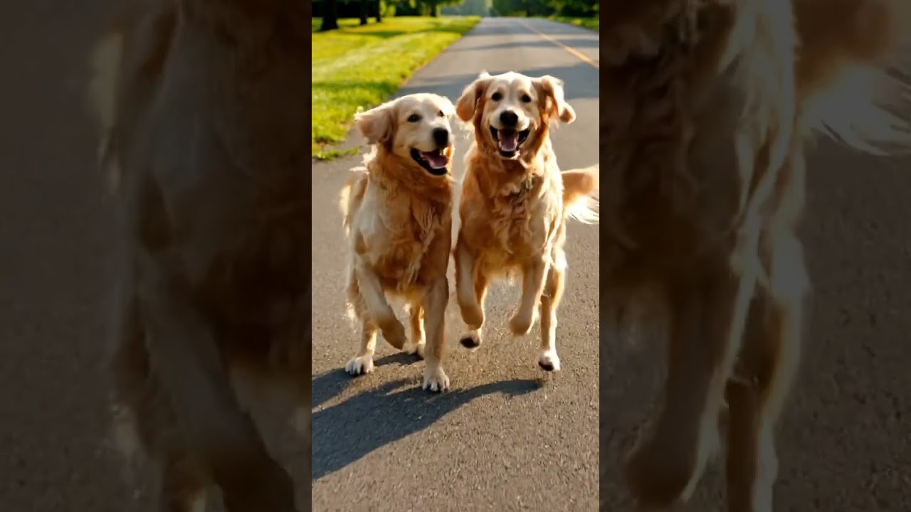 two dog racing on road but play with friends and entertainment 