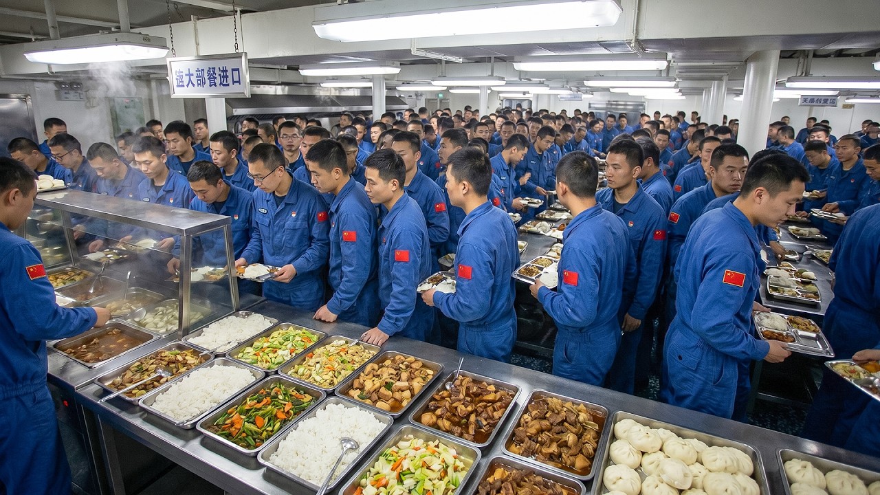 China Aircraft Carrier Crazy Technique to Feed 5,000 Sailors Inside a Tiny Kitchen