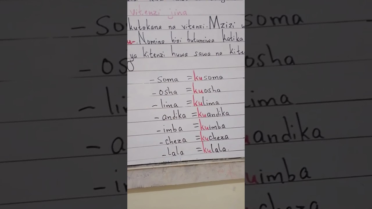 Nomino vitenzi jina kiswahili gredi ya 7 CBC Curriculum . Umoja na wingi wa nomino za vitenzi jina