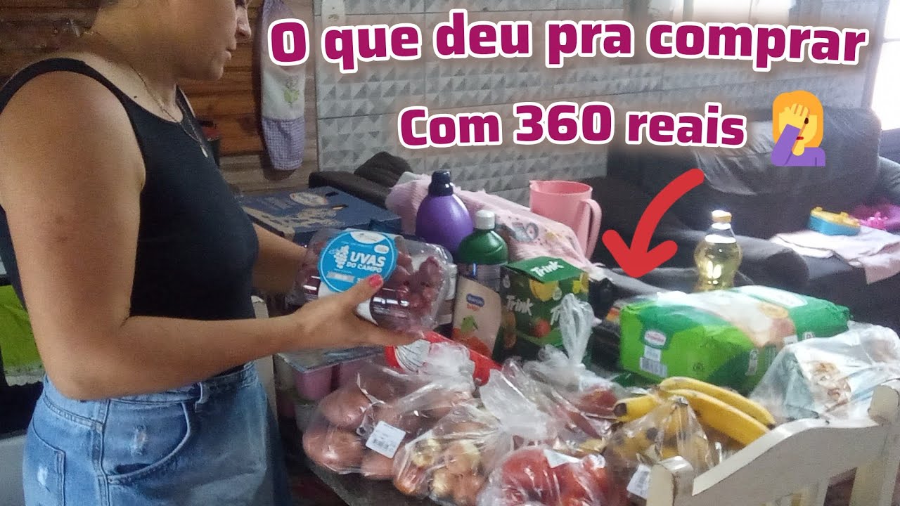 Compras no mercado 🛒 com 360 reais, será que da pra comprar bastante coisa🤑