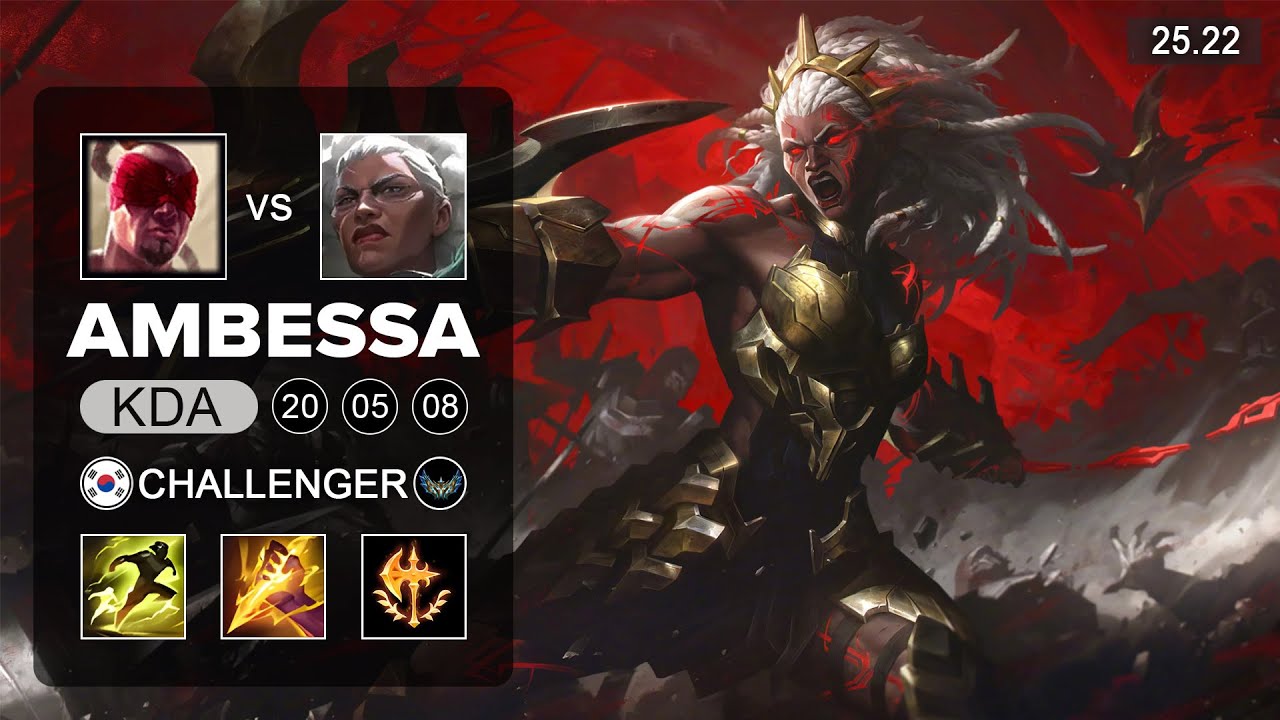 Ambessa vs Lee Sin Jungle - KR Challenger - Patch 25.22 Season 15