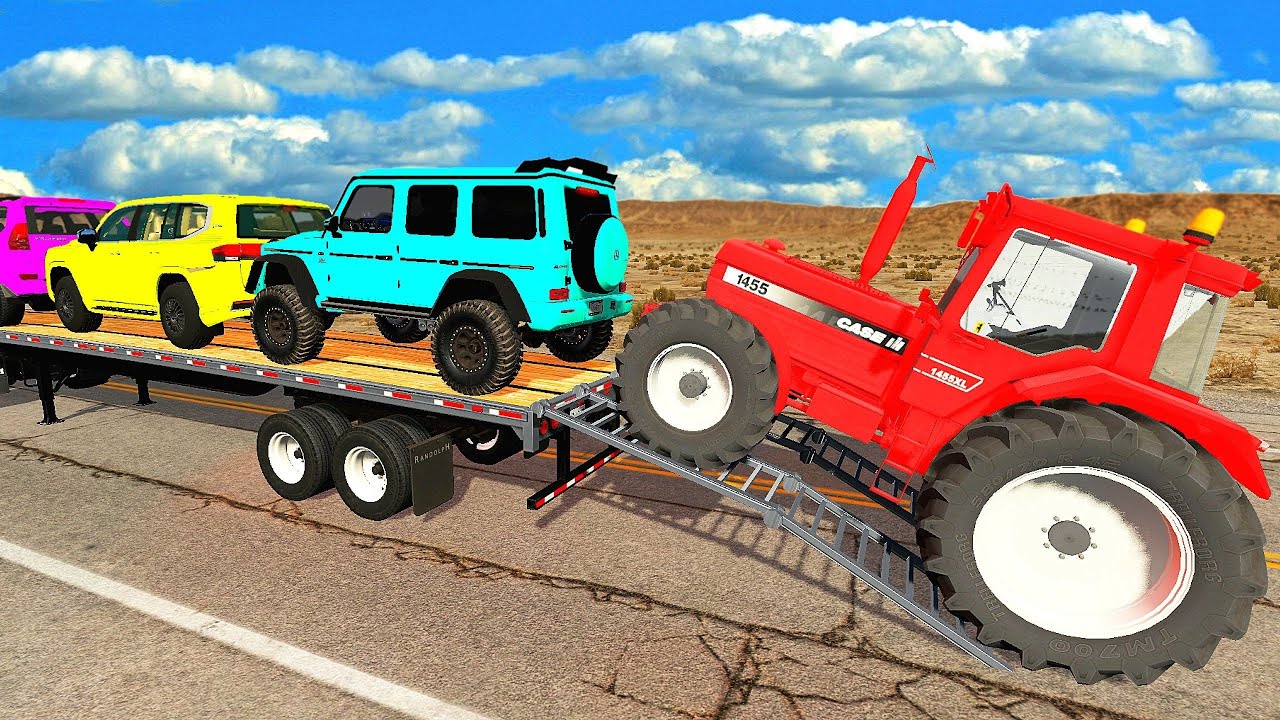Flatbed Truck Mcqueen | Transportation with Truck - Pothole vs Car #1 - BeamNG.Drive