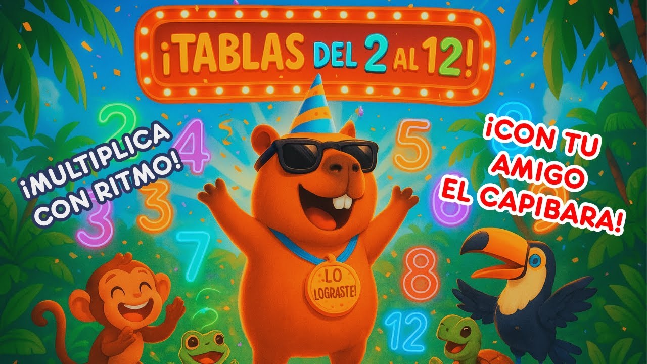 🎵 TABLA de MULTIPLICAR del 2 al 12 |  Aprende con tu Amigo el Capibara 🎉 mejor Canción Infantil