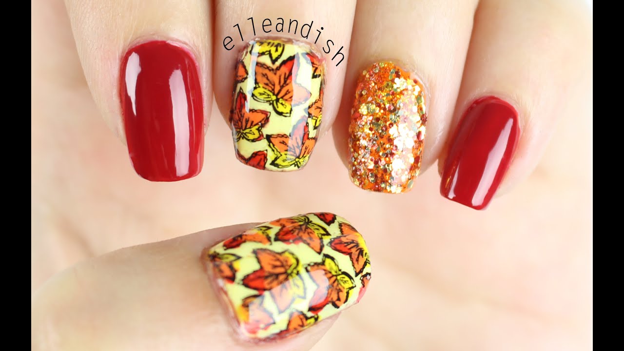 DIY Stamped Nail Wraps: Fall Leaves