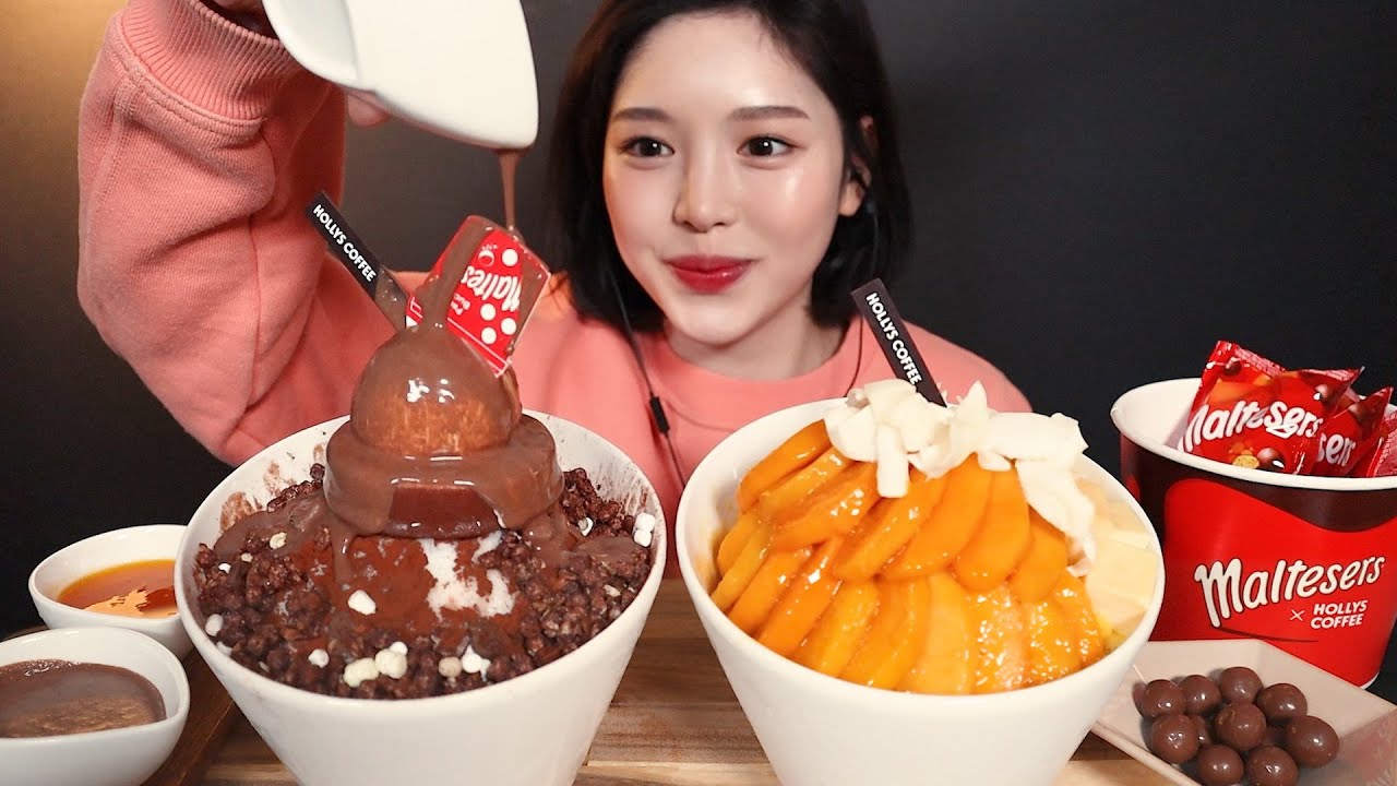 SUB[광고]할리스x몰티져스 초코빙수 망고치즈케익빙수 먹방🍧 미리 여름나기💦 maltesers choco Bingsu mango cheesecake mukbang ASMR