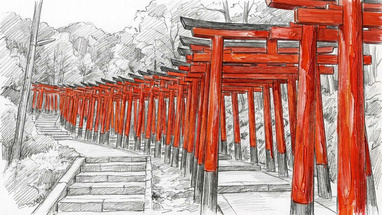 Kyoto Pencil Sketches 4K Frame TV Art | Zen Japanese Ambient Music | OLED Safe Screen Saver