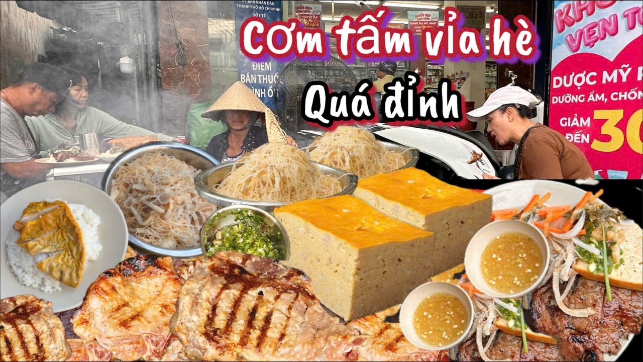 Cơm tấm vỉa hè quá đỉnh, sườn bì chả bao ngon, bao tử giòn còn thêm hai loại trứng I meanmechoi