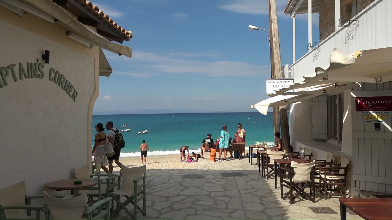 Agios Nikitas beach Lefkada - walking tour (Greece Sep 2020)