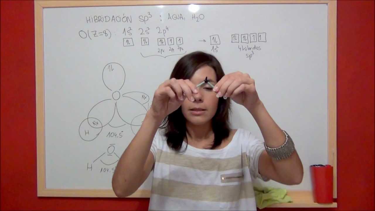 QUIMICA HIBRIDACIÓN sp3 para la molécula de agua