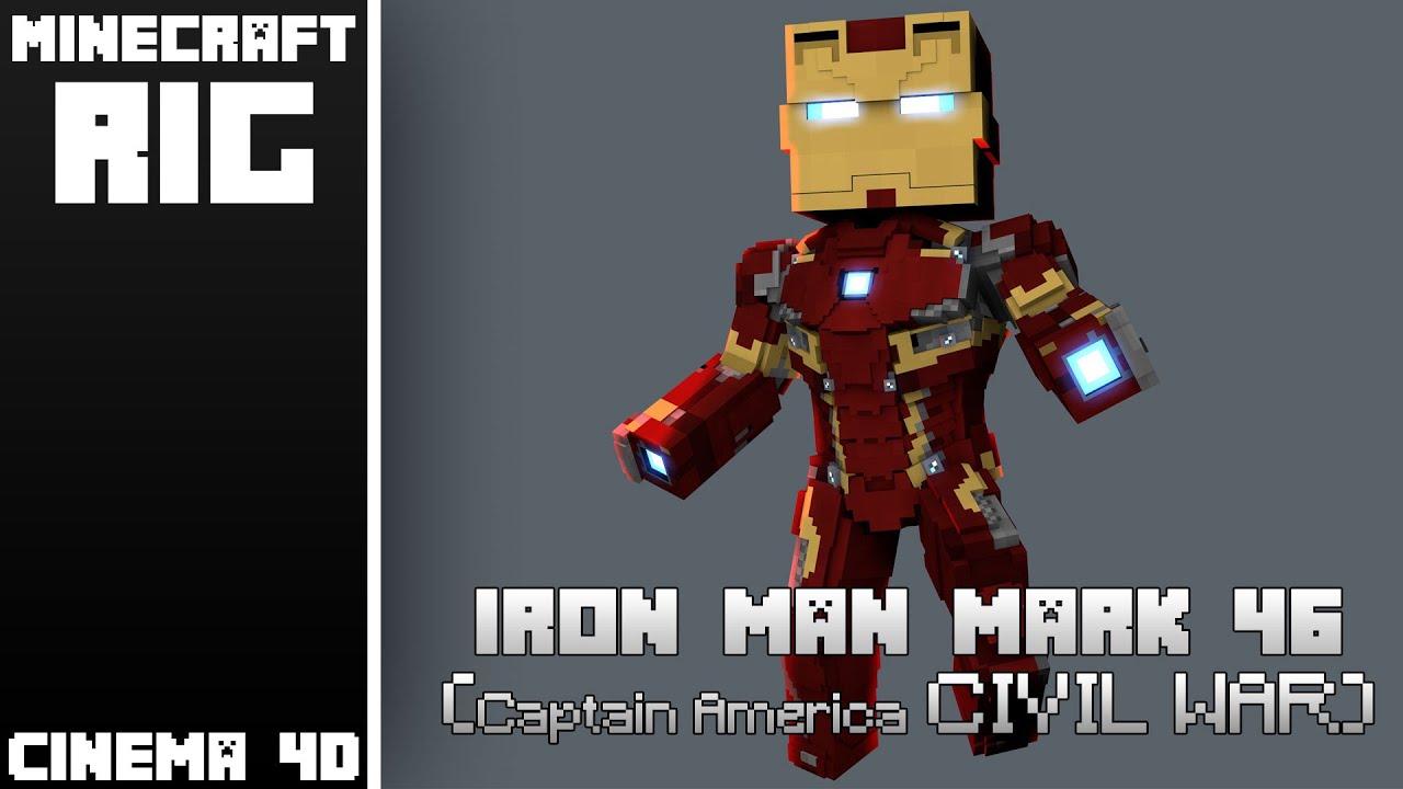 Minecraft Iron Man Mark 46 Rig (Captain America CIVIL WAR) (C4D)