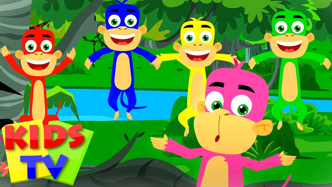 Fem små apekatter | Sanger for barn | Kids Tv Norsk | Barnesanger | Førskolevideoer | Animasjon