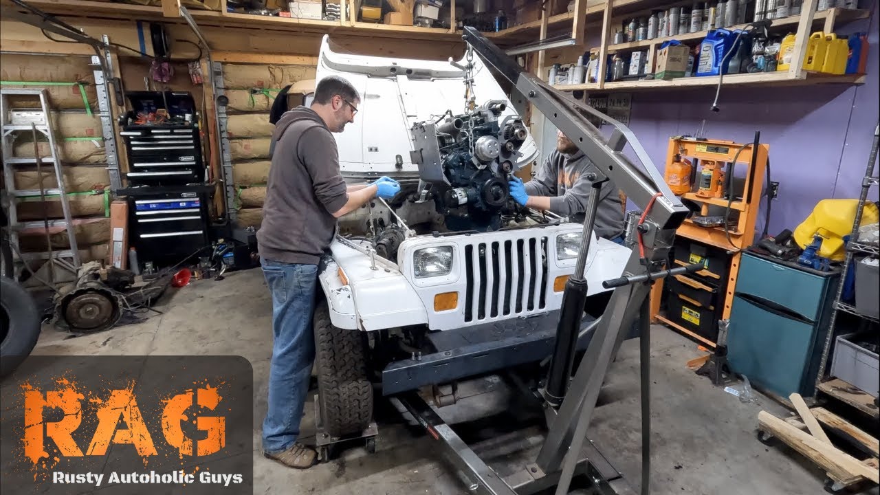 Началась замена дизельного двигателя на YJ Wrangler Islander 1990 года (наконец-то)
