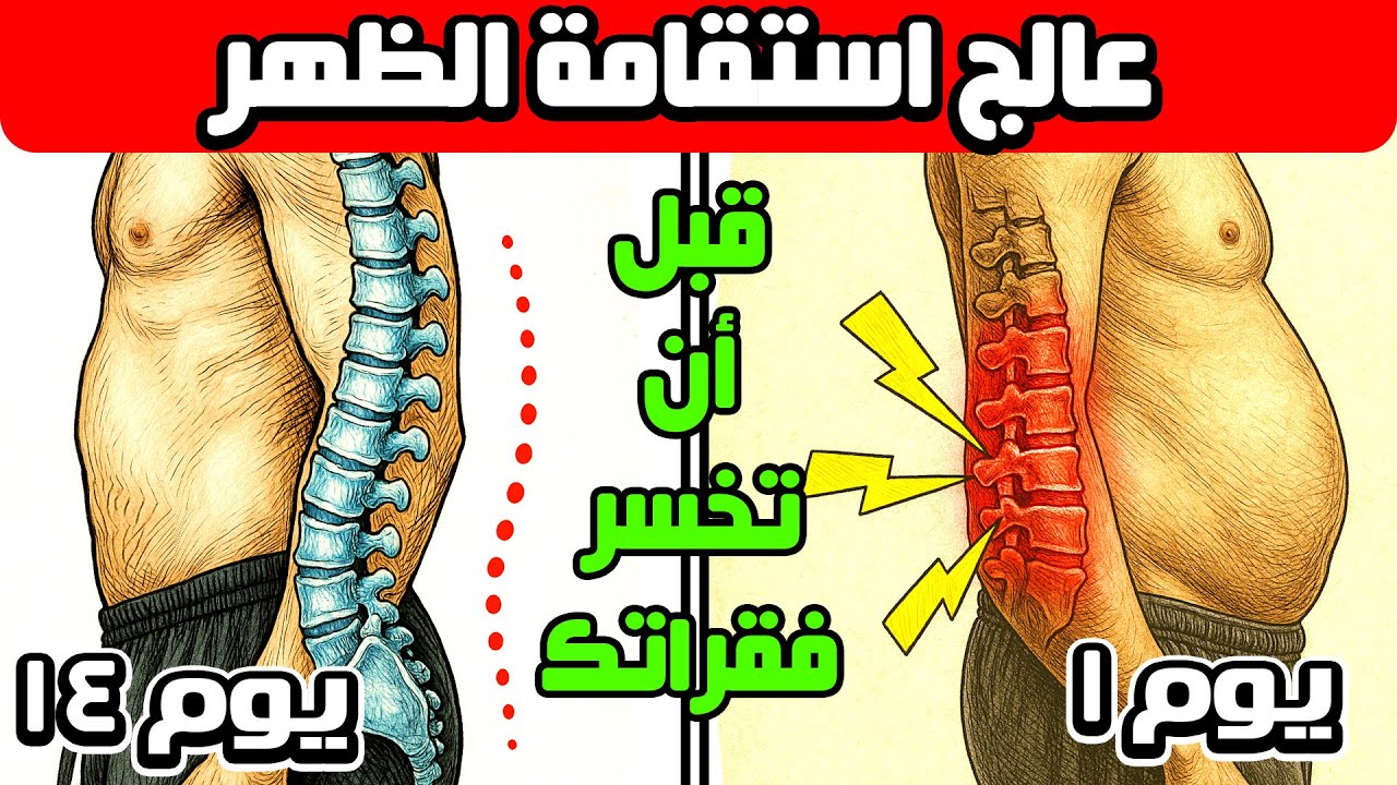 علاج استقامة فقرات أسفل الظهر || الشكل النمطي ألم الظهر وصغر الارداف وكبر البطن