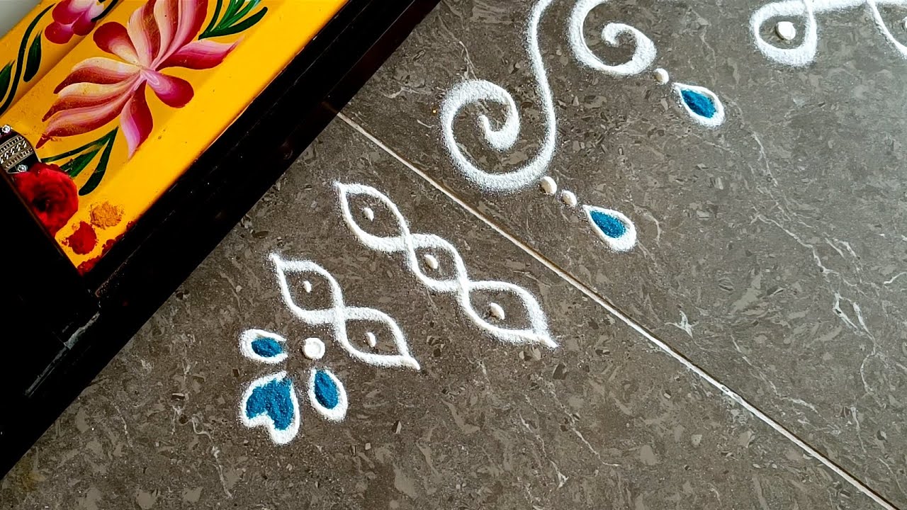 Easy border rangoli designs | Friday rangoli |  Border muggulu | Door rangoli | Daily rangoli