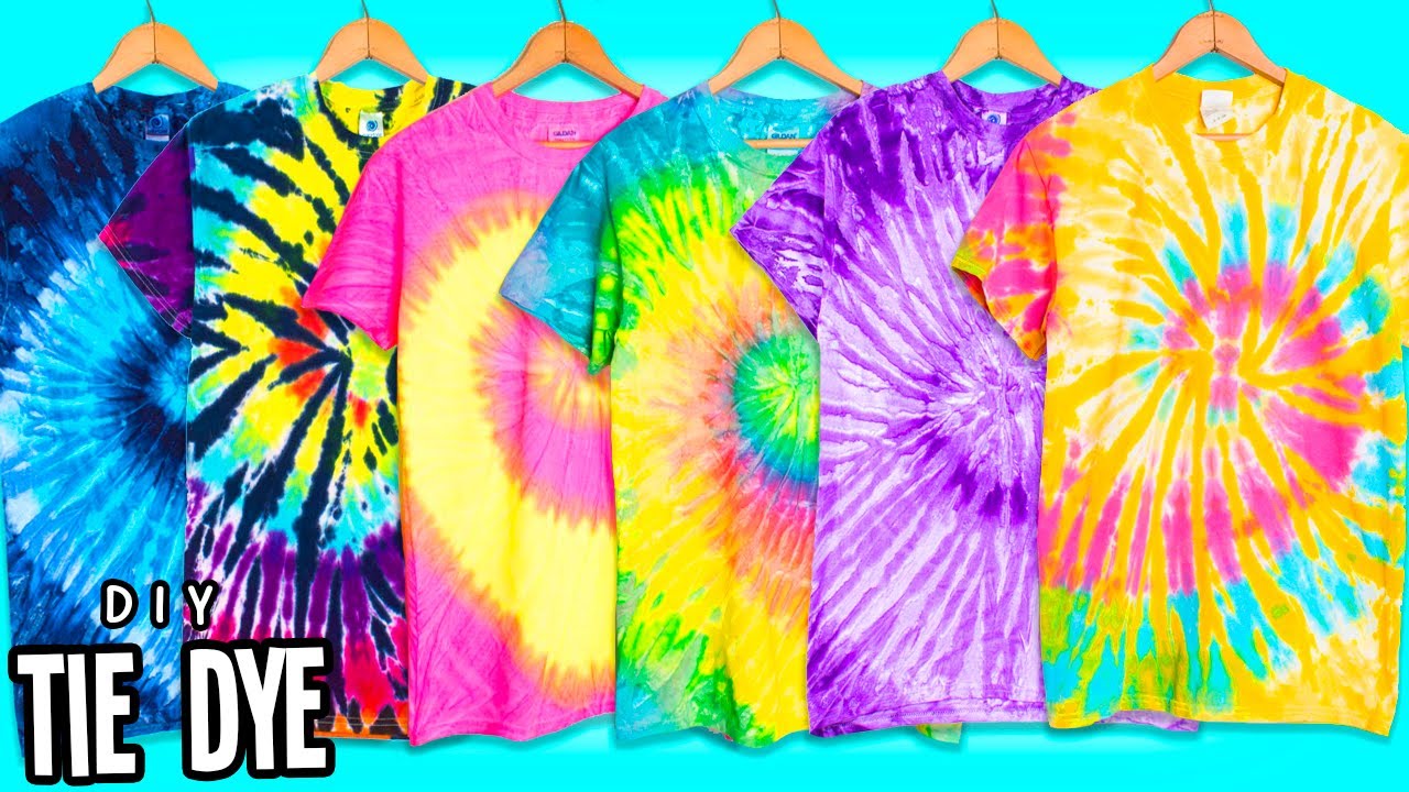 How To Make TIE DYE With Acrylic Paint! DIY 6 Techniques: Spiral, Bleach, Crumple, Bullseye & More!