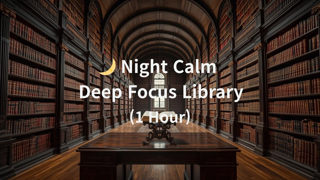 🌙 Night Calm | Deep Focus Library Ambience (1 Hour) Quiet Study Sounds for Concentration
