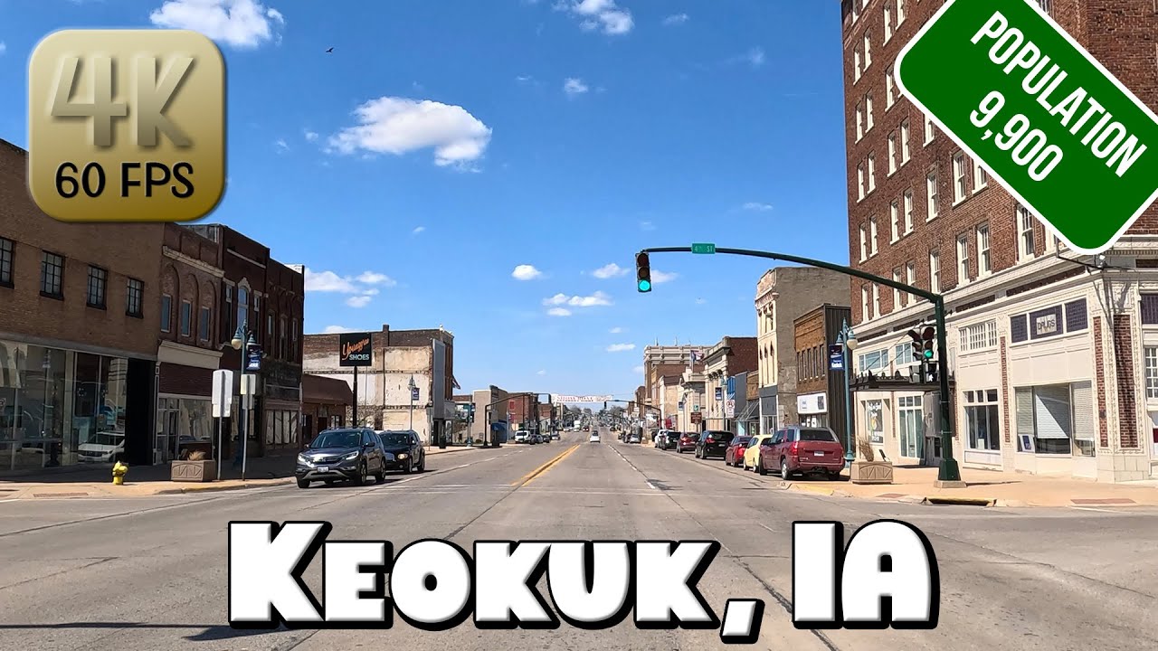 Driving Around Small Town Keokuk, IA in 4k Video