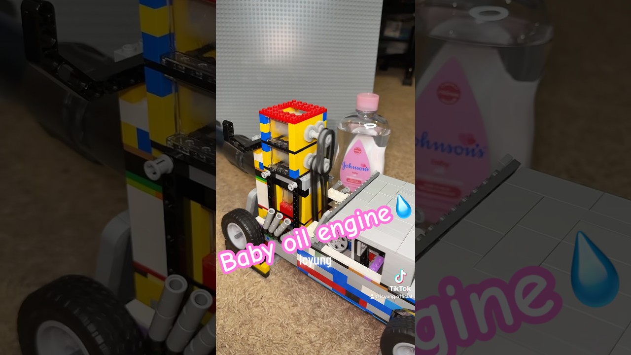 Lego engine baby oil test💧 #automobile #engine #legoengine #lego #enginebuilding