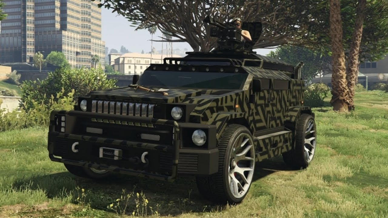 GEPANTSERDE HUMMER MET MACHINE GUN! (GTA V HVY Menacer)