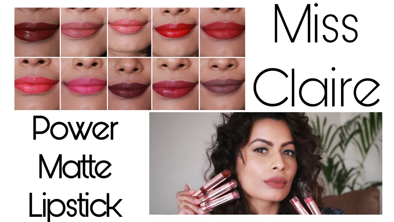 Miss Claire Power Matte Lipsticks Swatches & Review | All 14 Shades | Kavya K
