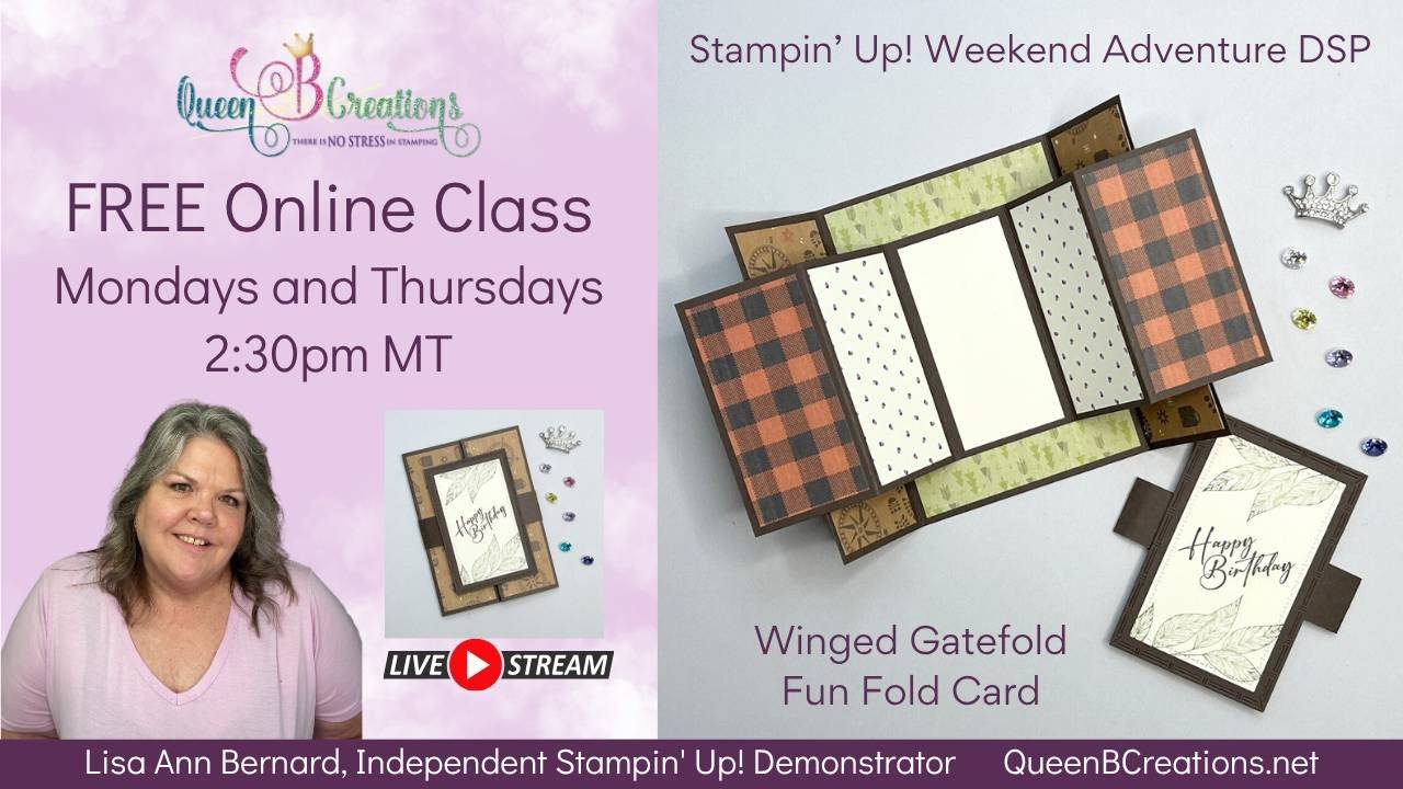 👑 Winged Gatefold Card - Masculine Fun Fold Card - Stampin' Up! Weekend Adventures DSP