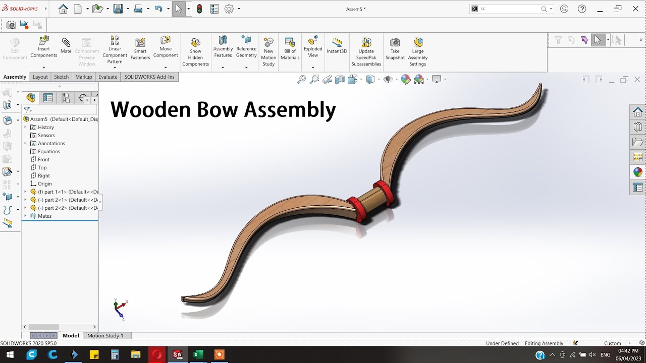 How to make wooden Bow in Solidworks| Solidworks assembly tutorial