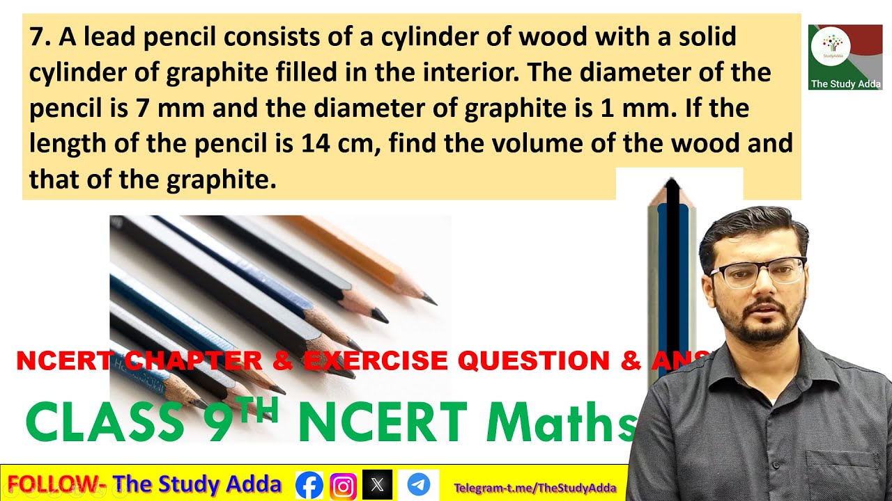 A lead pencil consists of a cylinder of wood with a solid cylinder of graphite filled in the