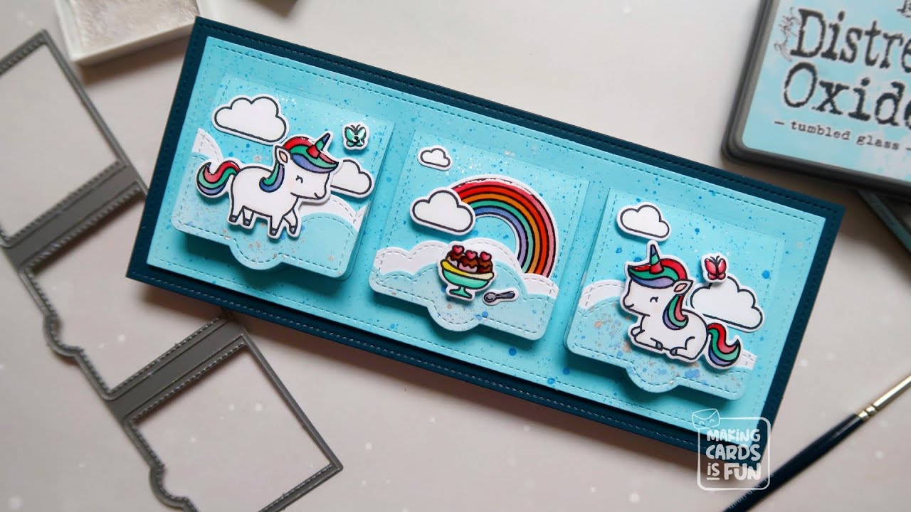 Lawn Fawn Lift The Flaps Card feat. Unicorn Picnic and All the Clouds