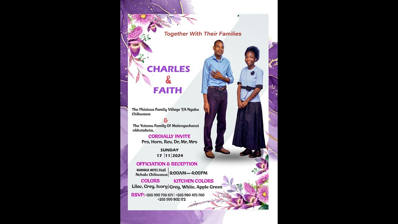 Weeding Ceremony  17/11/2024 Sister Faith &  Brother Charles Phineous