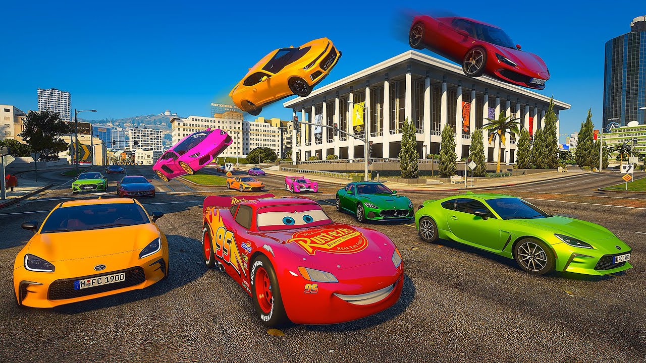 Cars Street Racing Madness McQueen vs Ferrari Lamborghini McLaren BMW Mustang Camaro Maserati GTA V